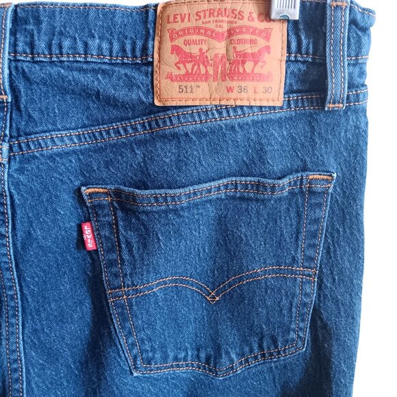 Levis 511 36x30 Jeans Mens Slim Fit Blue Jeans Size 36x30 Denim Pants - Picture 3 of 4